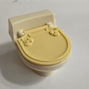 Fisher-Price Loving Family Dollhouse Furniture Bathroom Toilet Cream Yellow EUC